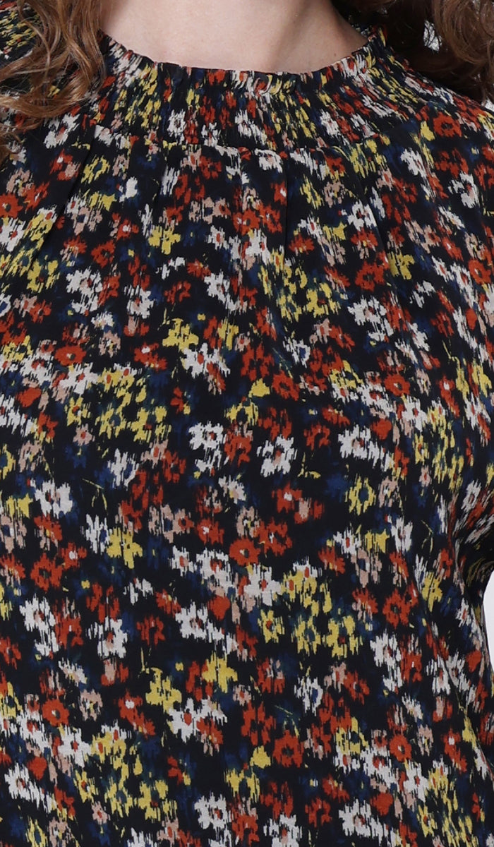 Tunique modeste longue smockée Mishal Essential - Noir