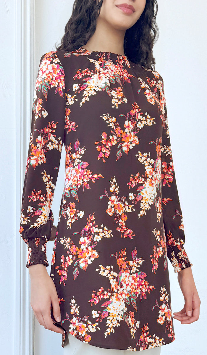 Tunique modeste longue smockée Mishal Essential - Noir