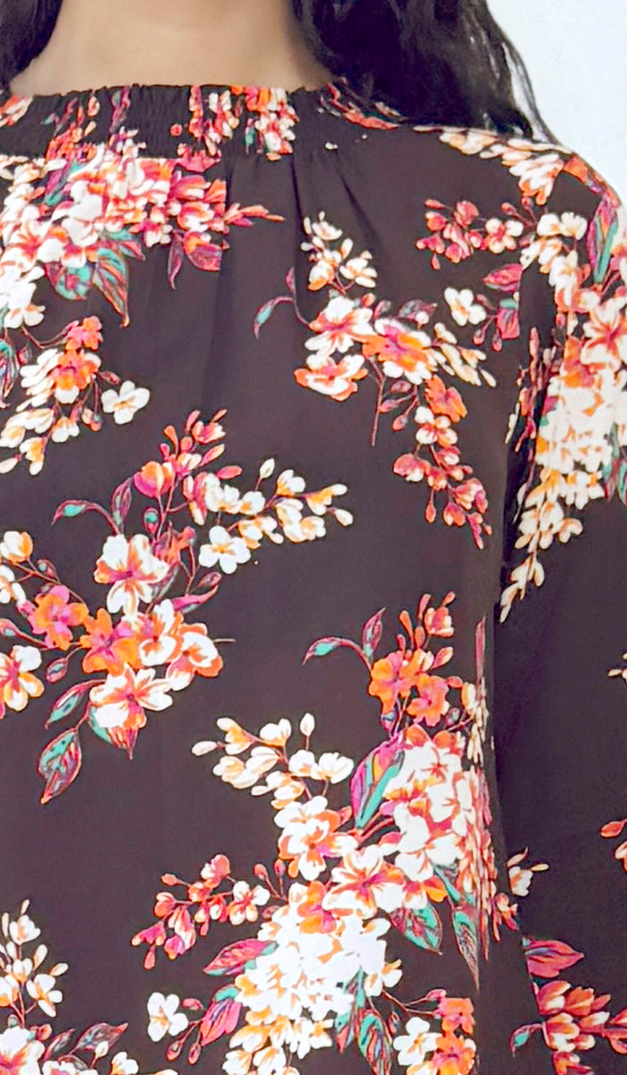 Tunique modeste longue smockée Mishal Essential - Noir