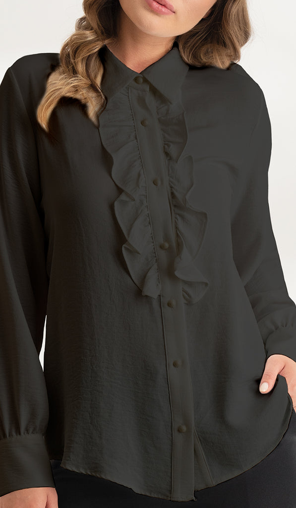 ruffle button down shirt
