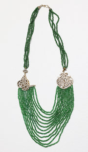 Multistrand Allah / Ottoman Seal Artisan Necklace - Green Jade