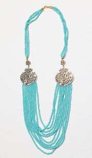 Multistrand Allah Turkish Artisan Necklace - Turquoise Blue