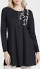 Munira Embroidered Mostly Cotton Modest Tunic - Black - PREORDER (ships in 2 weeks)