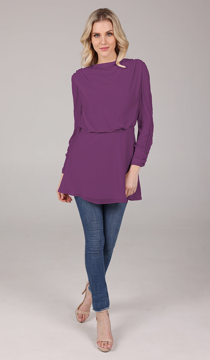 purple tunic dress Calla-Tunic Dress,Pure Cotton,Hand Loom,Bohemian,Casual-Occasional,Holiday,Spring-Summer,Purple,Handcrafted,Ethical Fashion,