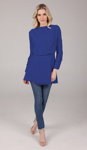 Myra Modest Chiffon Tunic Dress - Royal Blue