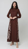 Nyla Modest Long Formal Gold Embellished Maxi Dress - Cocoa - PREORDER (ships in 2 weeks)