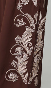 Nyla Modest Long Formal Gold Embellished Maxi Dress - Cocoa - PREORDER (ships in 2 weeks)
