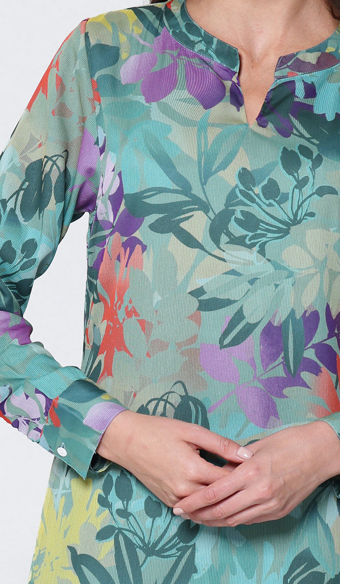 Robe longue longue modeste en mousseline de soie smockée Nadia - Noir