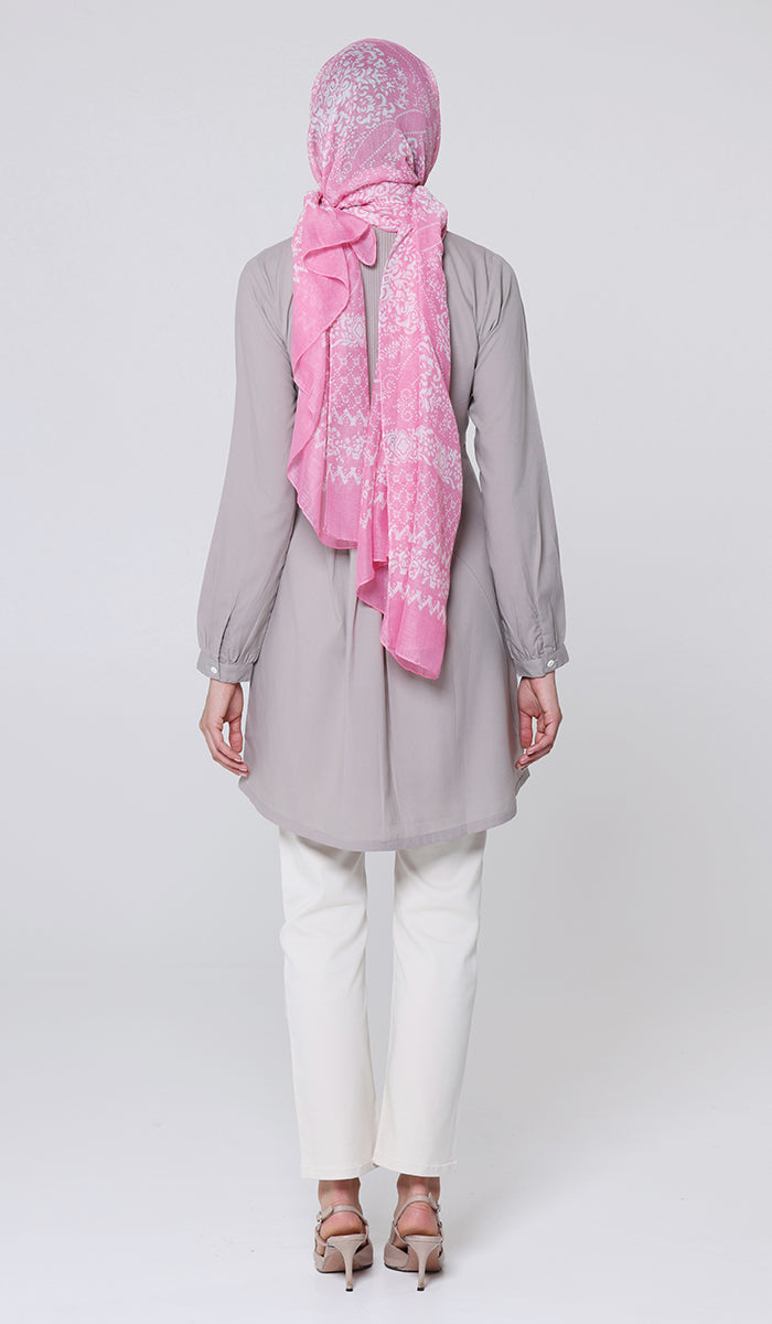 Robe tunique boutonnée plissée principalement en coton Hurin - Blanc cassé - PRÉCOMMANDE (expédiée dans 2 semaines)