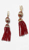 Nilofer Faux Ruby Turkish Tassel Earrings - Maroon