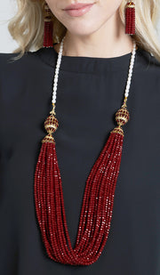 Nilofer Turkish Artisan Necklace - Ruby and Pearls