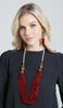 Nilofer Faux Ruby Turkish Tassel Earrings - Maroon