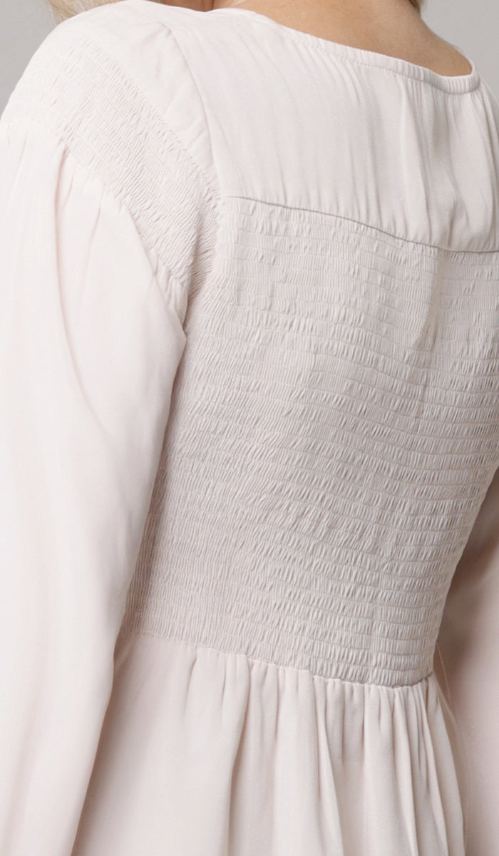 Nosheen Smocked Modest Tunic Dress - Blush - PREORDER (ships in 2 weeks)