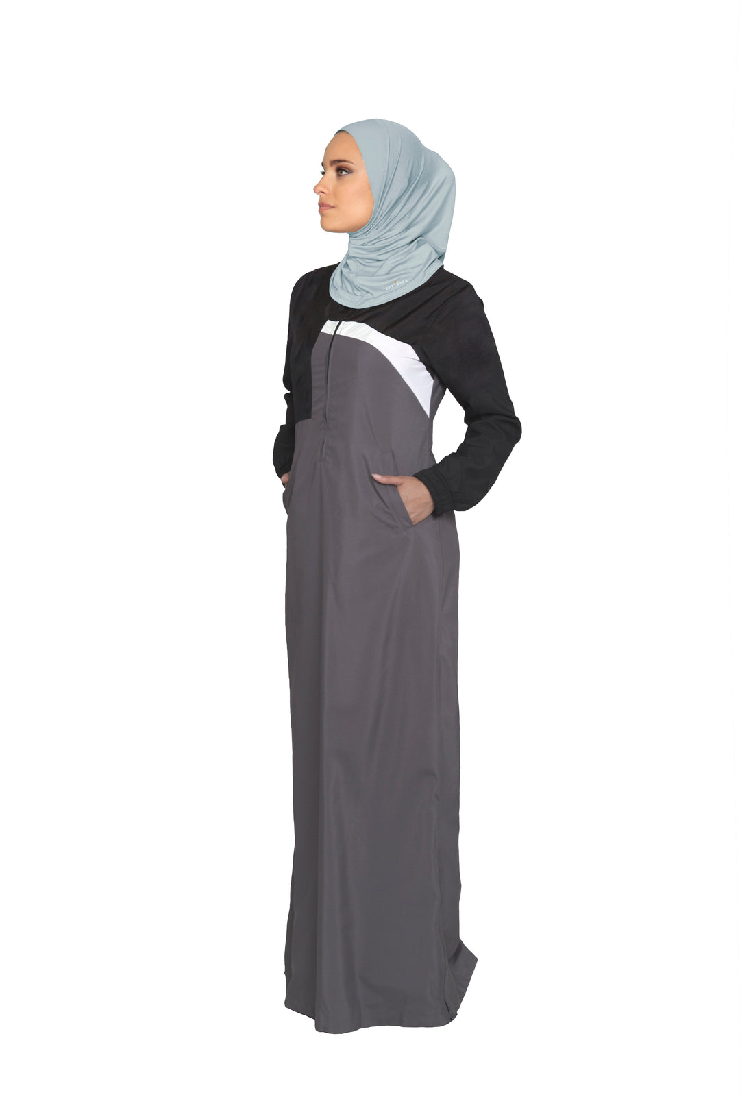 One Piece Stretch Sports Hijab - Dusty Blue