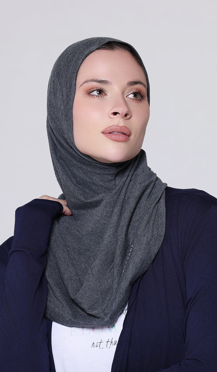One Piece Stretch Sports Hijab - Charcoal Heather