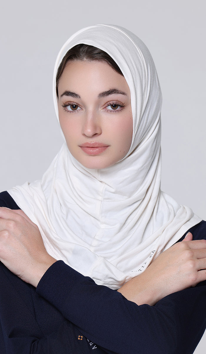 One Piece Stretch Sports Hijab - Cream