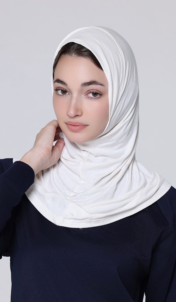 One Piece Stretch Sports Hijab - Cream