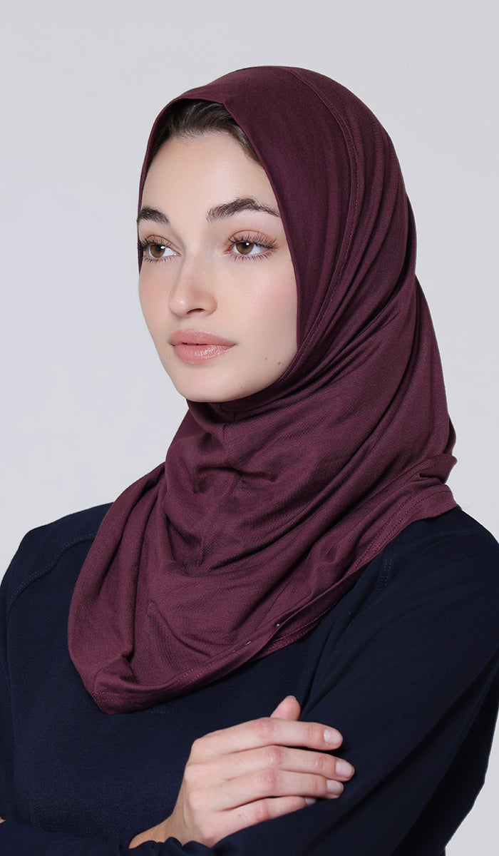 One Piece Stretch Sports Hijab - Plum