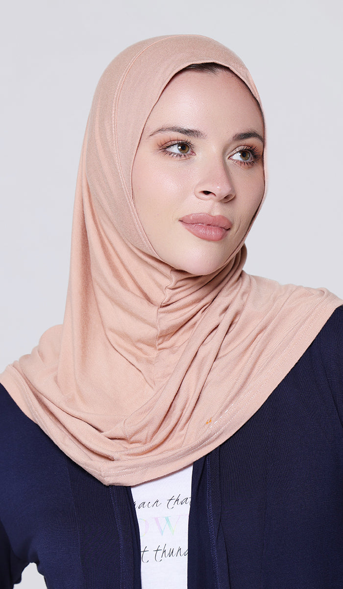 One Piece Stretch Sports Hijab - Blush