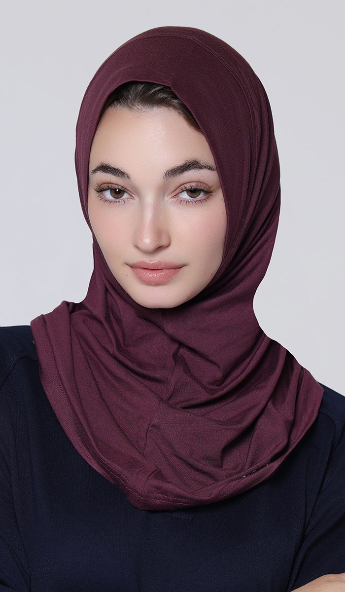 One Piece Stretch Sports Hijab - Plum