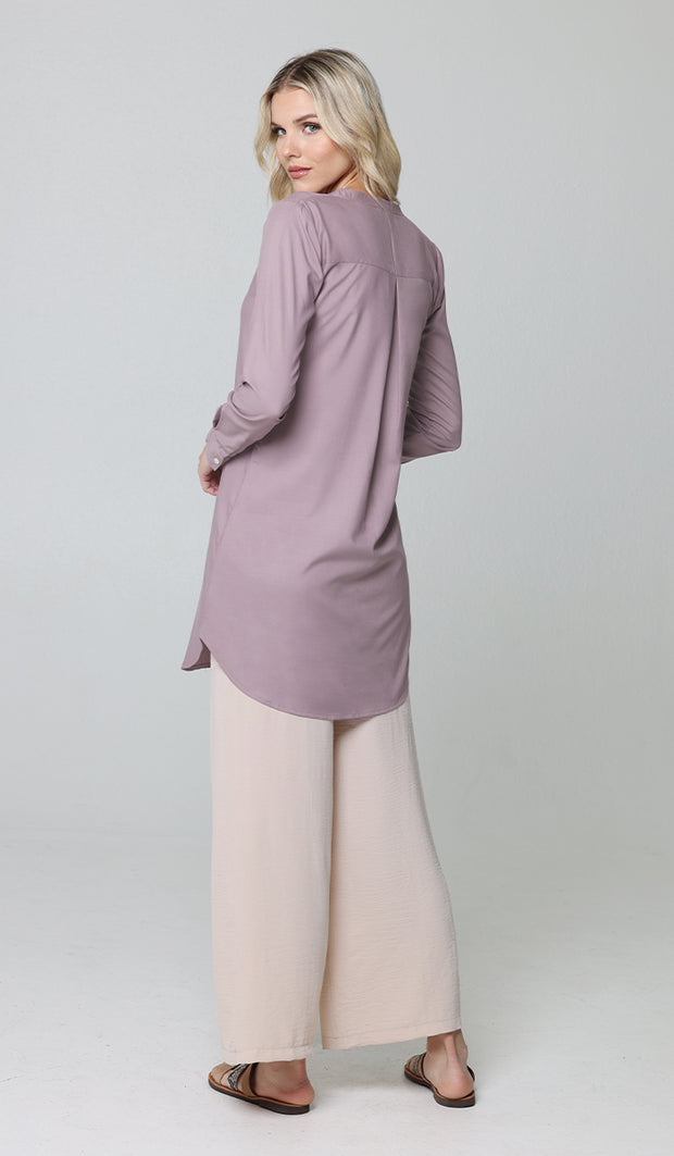 Parisa Long Mostly Cotton Everyday Tunic - Lilac