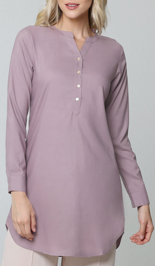 Parisa Long Mostly Cotton Everyday Tunic - Lilac