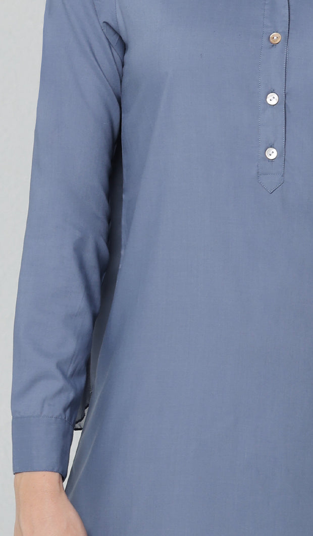 Parisa Long Mostly Cotton Everyday Tunic - Denim Blue - PREORDER (ships in 2 weeks)