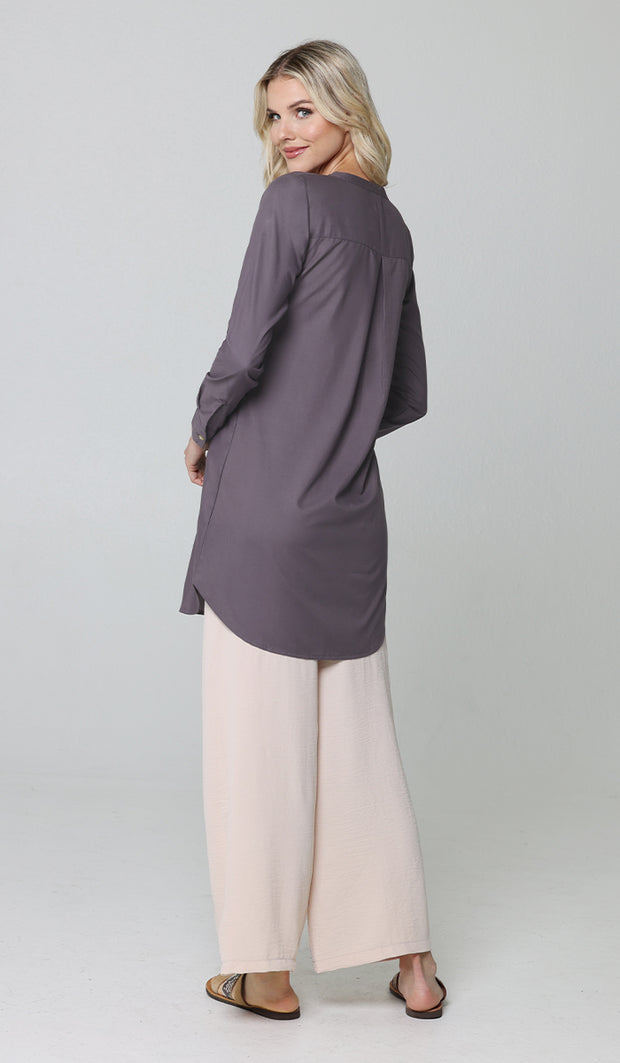 Parisa Long Mostly Cotton Everyday Tunic - Dusty Violet