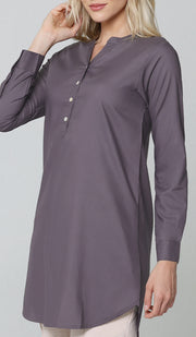 Parisa Long Mostly Cotton Everyday Tunic - Dusty Violet