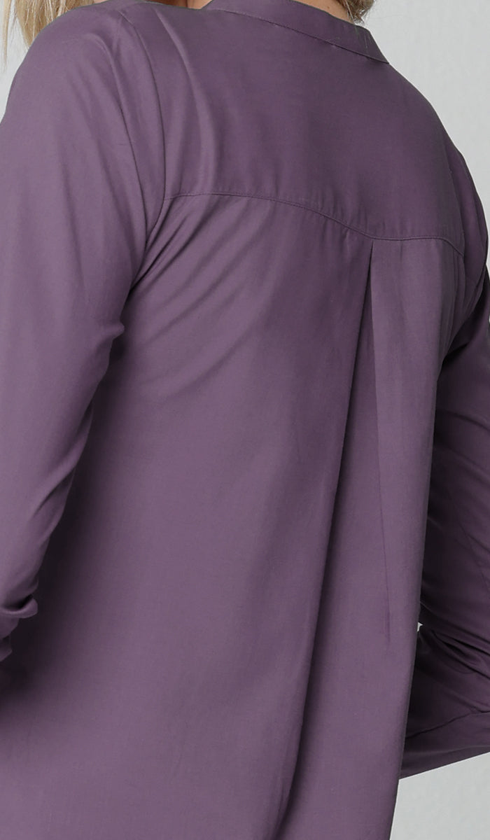 Parisa Mostly Cotton Long Modest Everyday Tunic - Dusty Violet