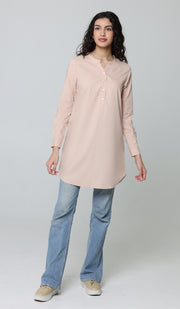 Parisa Mostly Cotton Long Modest Everyday Tunic - Blush