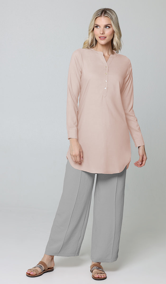 Tunique longue et modeste de tous les jours en coton majoritairement Parisa - Blush