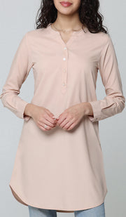 Tunique longue et modeste de tous les jours en coton majoritairement Parisa - Blush