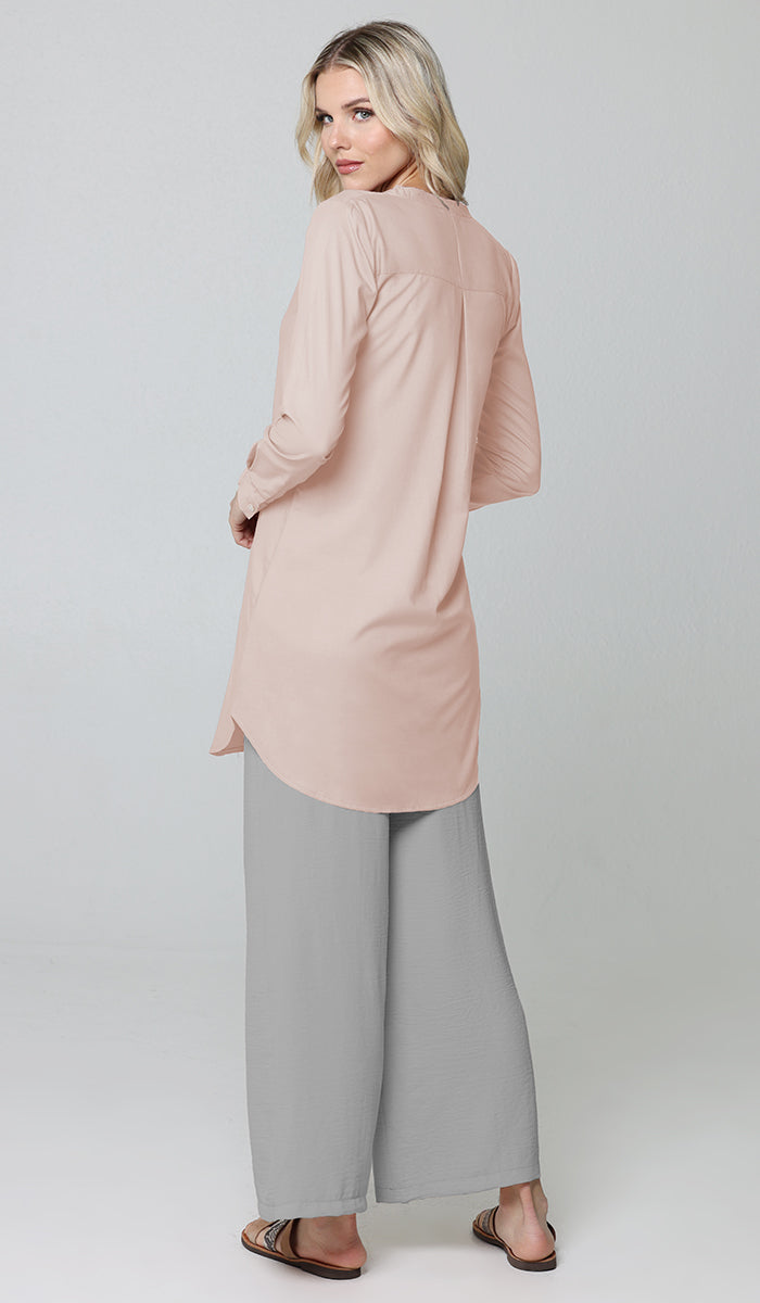 Tunique longue et modeste de tous les jours en coton majoritairement Parisa - Blush
