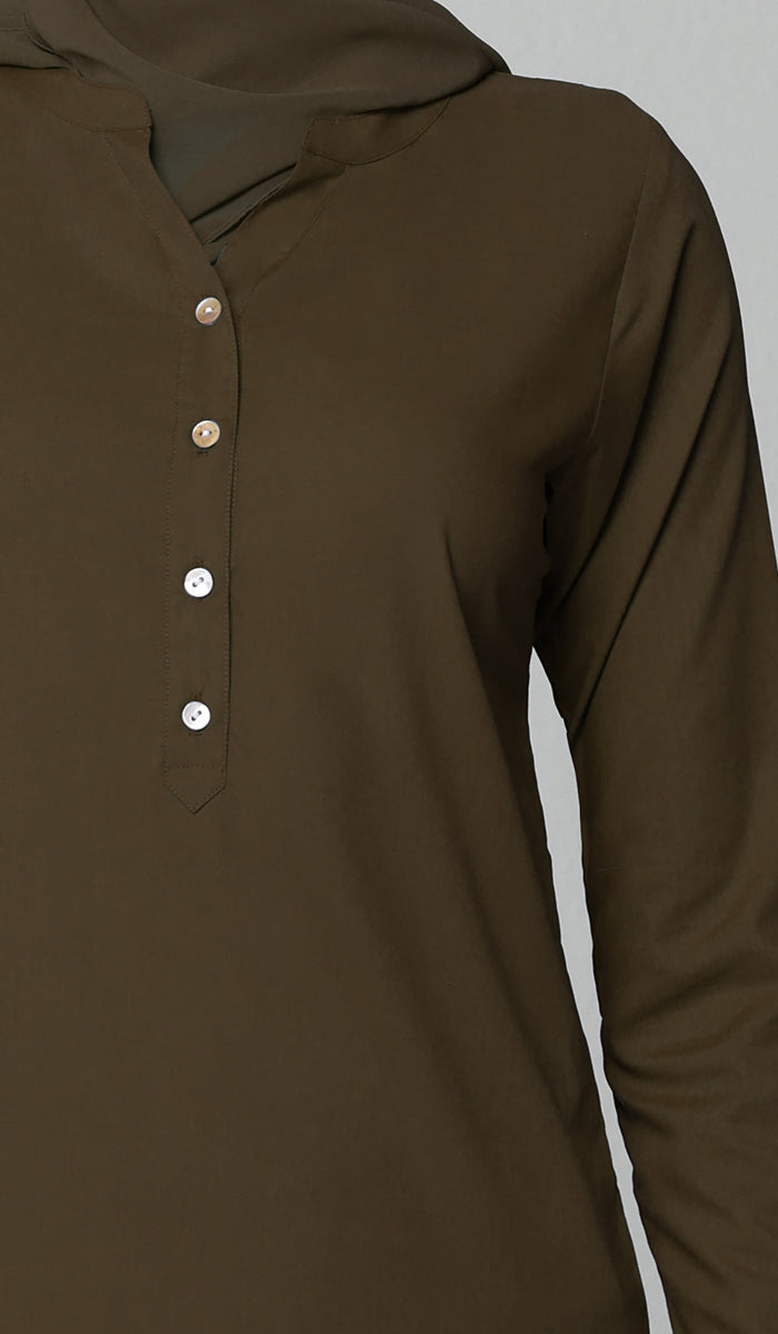 Tunique longue et modeste de tous les jours en coton majoritairement Parisa - Sarcelle