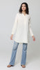 Parisa Mostly Cotton Long Modest Everyday Tunic - Cream