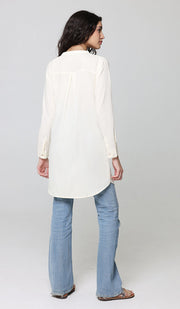 Parisa Mostly Cotton Long Modest Everyday Tunic - Cream