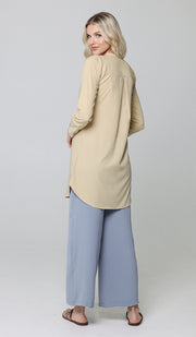 Parisa Mostly Cotton Long Modest Everyday Tunic - Khaki