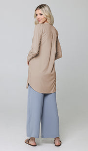 Parisa Mostly Cotton Long Modest Everyday Tunic - Mocha