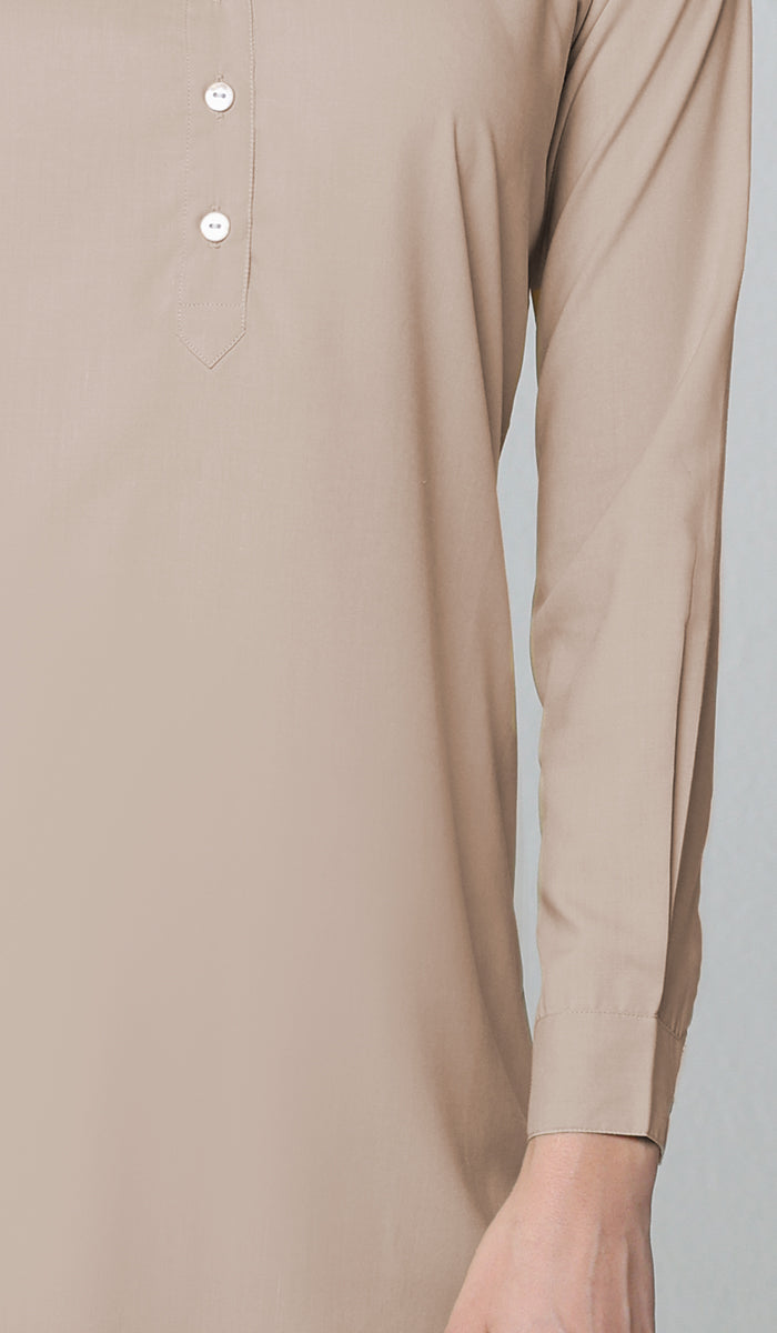 Tunique longue et modeste de tous les jours Parisa Mostly Cotton - Moka - PRÉCOMMANDE (expédiée dans 2 semaines)