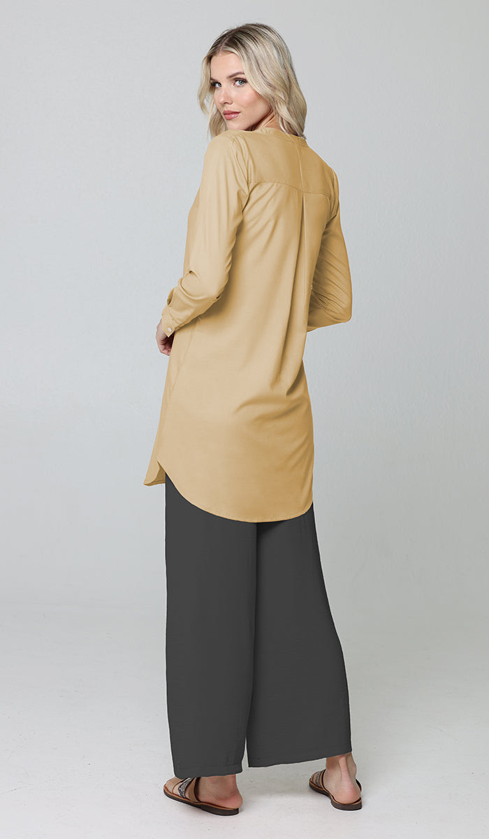 Parisa Mostly Cotton Long Modest Everyday Tunic - Saffron - PREORDER (ships in 2 weeks)