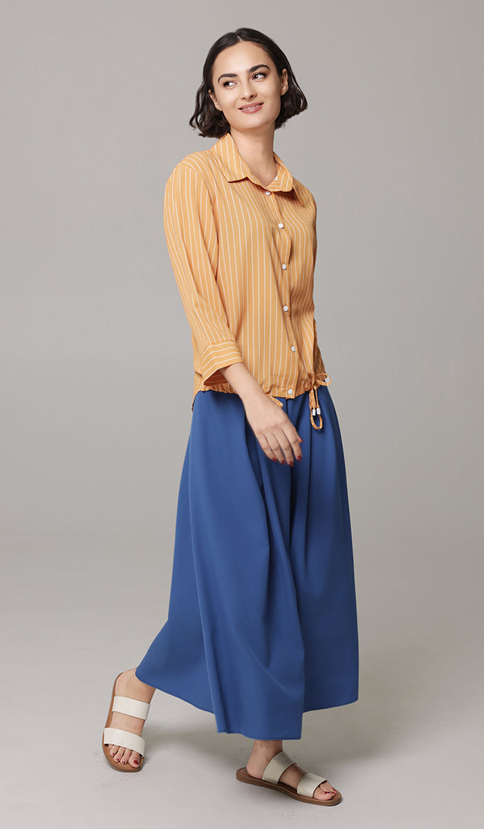 Parvin Pinstripe Button-down Shirt - Saffron - FINAL SALE
