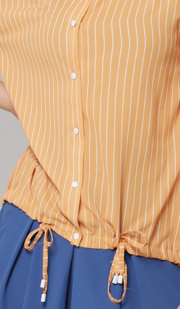 Parvin Pinstripe Button-down Shirt - Saffron - FINAL SALE