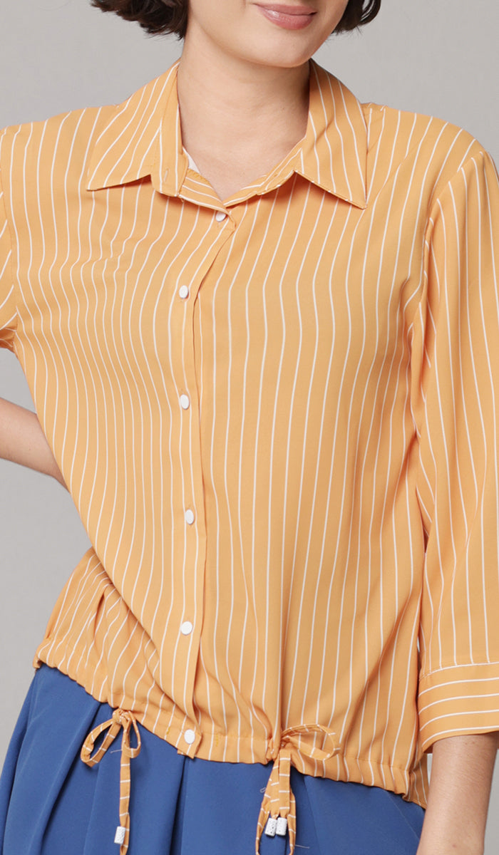 Parvin Pinstripe Button-down Shirt - Saffron - FINAL SALE