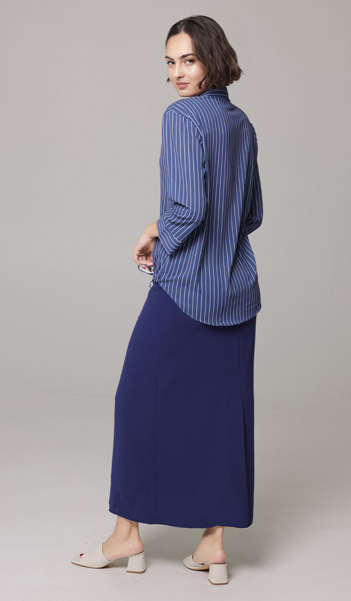 Parvin Pinstripe Button-down Shirt - Navy - FINAL SALE