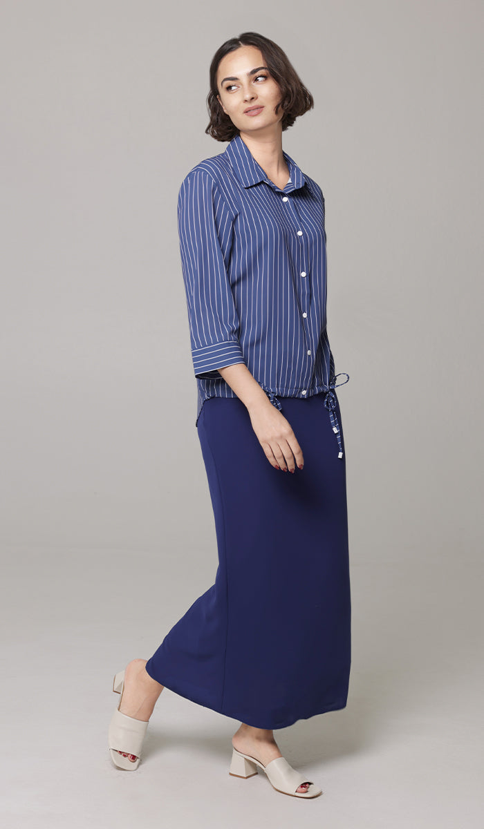 Parvin Pinstripe Button-down Shirt - Navy - FINAL SALE