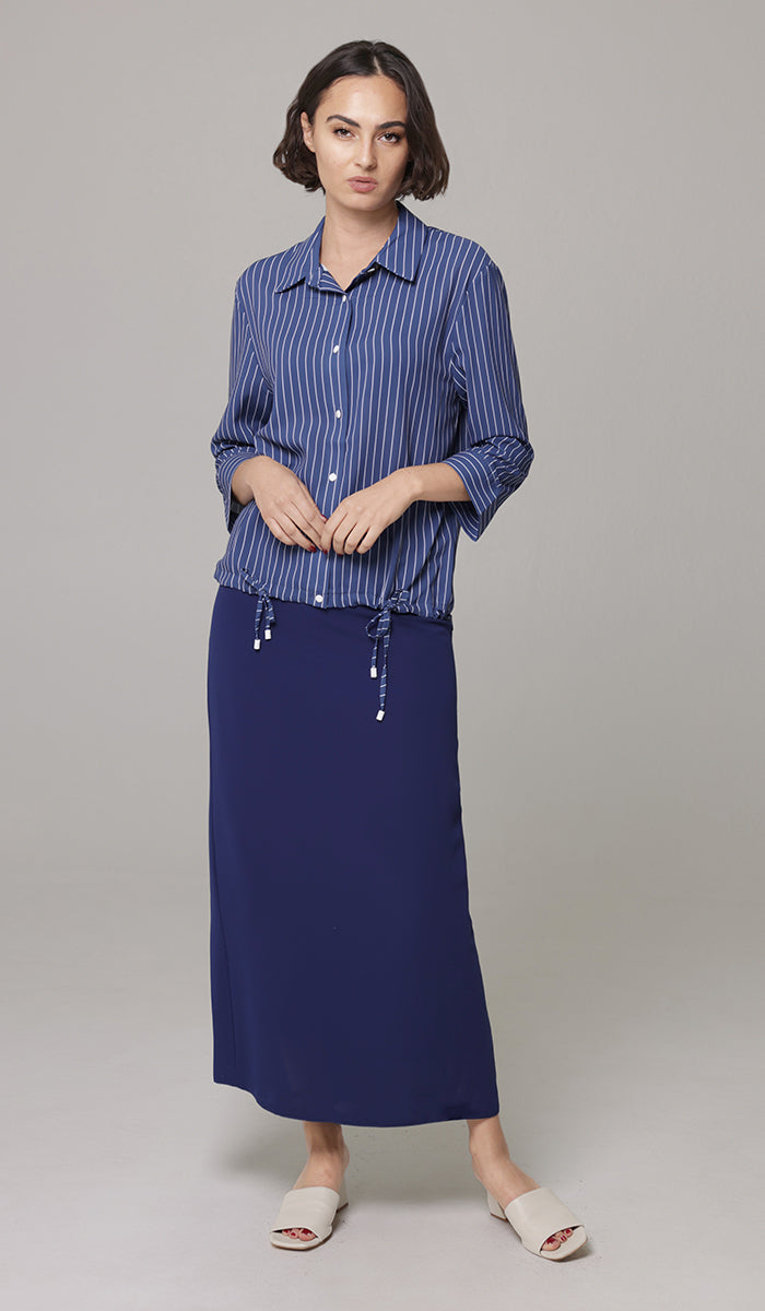 Parvin Pinstripe Button-down Shirt - Navy - FINAL SALE