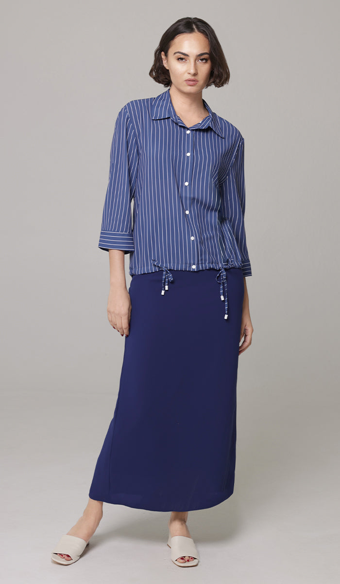 Parvin Pinstripe Button-down Shirt - Navy - FINAL SALE