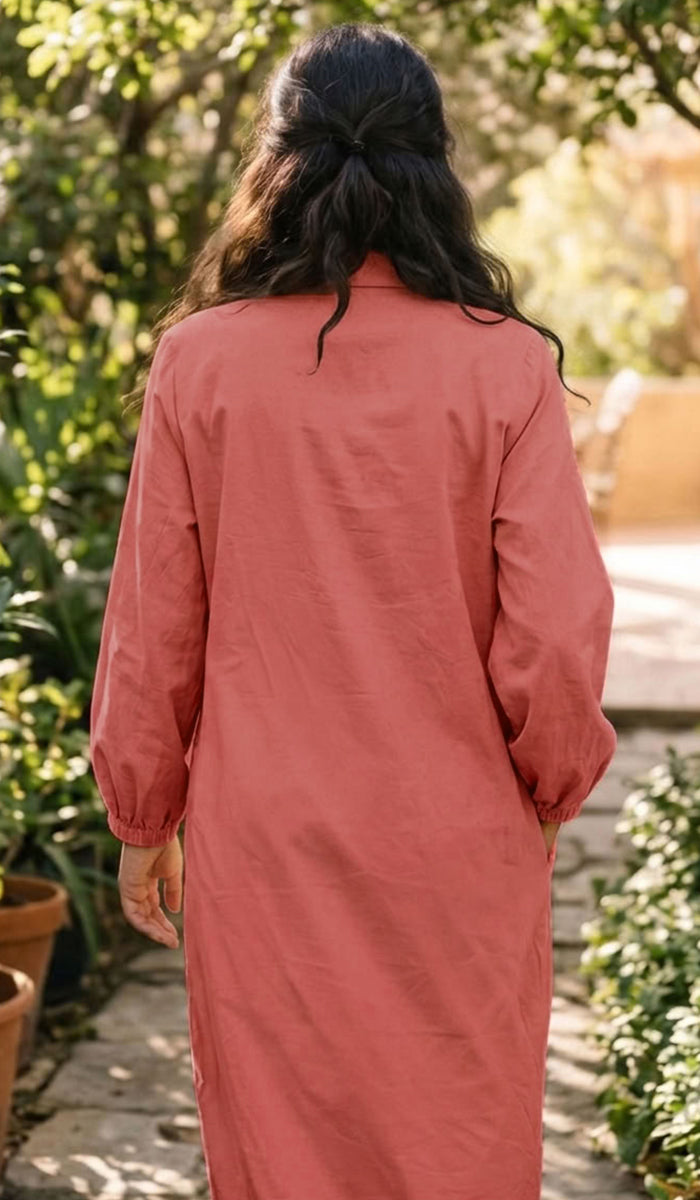 Farda - Veste chemise longue fluide boutonnée - Marine