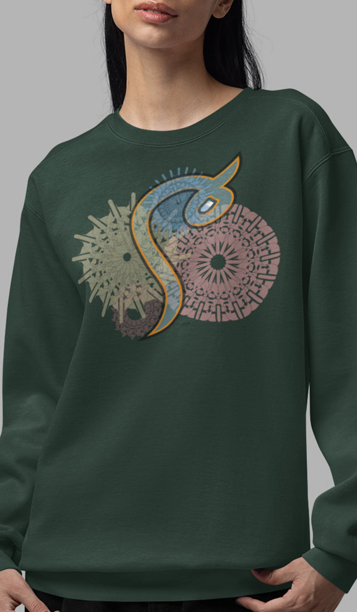 Pullover Sweatshirt with Arabic Initial - 'Mīm' (م)